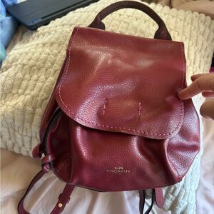 Coach Burgundy Leather Backpack